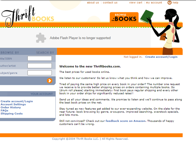 image of the ThriftBooks homepage from 2004